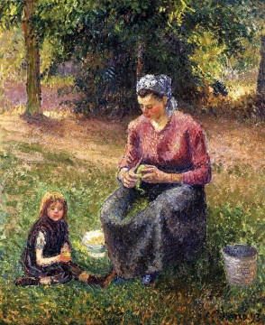 Camille Pissarro Painting - Mujer campesina y niño eragny 1893 Camille Pissarro